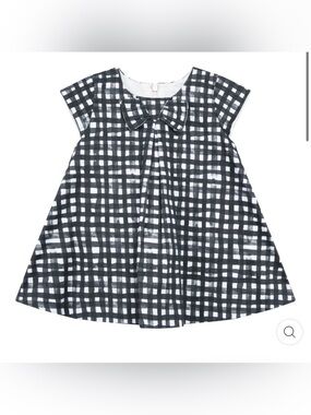Jean Bourget Black & White Check Bow Front Dress